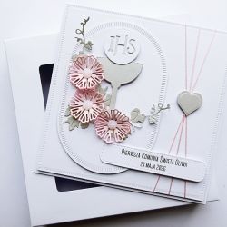 Elegancka kartka na Komunię ręcznie robiona 