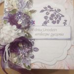 Kartka w fioletach do pudełka - Centralnie