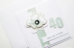 Kartka URODZINOWA z peonią - miętowa