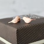 Kolczyki wkrętki ptaszki - Rose Gold - kolczyki krótkie
