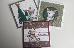 Zestaw 3 kartkek bożonarodzeniowych recznie robionych Handmade