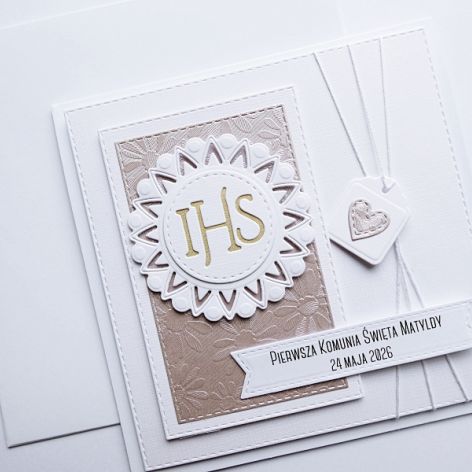 Kartka komunijna z życzeniami personalizowana