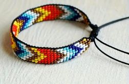 Bransoletka BOHO kolorowa pleciona z koralików na krośnie