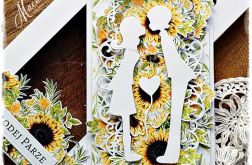 Słoneczniki - kartka ślubna w pudełku