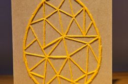 Kartka Wielkanocna - ręcznie haftowana - Pisanka żółta