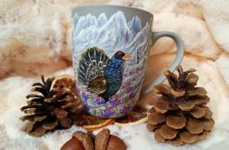 Głuszec. Barwny ręcznie malowany pejzaż górski kubek 300 ml.