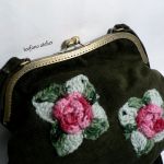 Zielona torebka z różami - teofano atelier, torebka