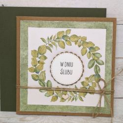 Kartka ślubna z wieńcem 1