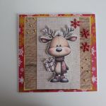 Kartka świąteczna Boże Narodzenie renifer z prezentem - Kartka świąteczna Boże Narodzenie renifer z prezentem