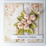 Kartka ROCZNICA ŚLUBU pastelowa - Kartka na rocznicę ślubu z pastelowymi różami