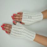 RĘKAWICZKI MITENK HANDMADE KASZMIR ECRU - 