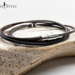 Bransoletka damska skórzana z liściem handmade - Bransoletka damska skórzana z liściem handmade