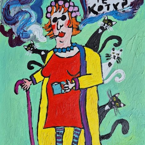 Obraz ręcznie malowany fowizm gdzie te koty