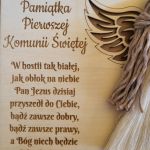 Pamiątka na Komunię tabliczka z aniołkiem - c