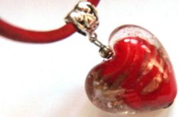 Szkło weneckie - czerwone serce, piękny wisiorek