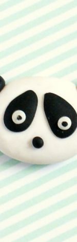Panda - broszka przypinka z Fimo