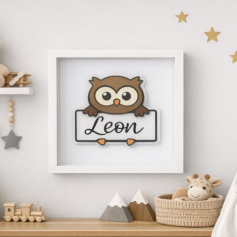 Personalizowana ramka 3D z imieniem sowa