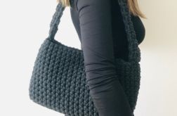 Mała torebka na ramię, grafitowa torba .