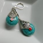 Turkusowe, wiszące, długie kolczyki i srebro - 