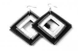Designerskie kolczyki czarno-białe kwadraty