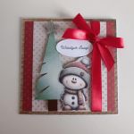 Kartka Świąteczna Boże Narodzenie bałwanek z choinką - Kartka Świąteczna Boże Narodzenie bałwanek z choinką