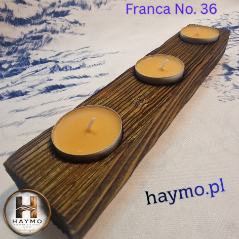 Świecznik drewniany SSB oliwka Franca No. 36