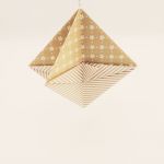 Bombka origami beżowy stożek śnieżynki paski - 4