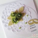 Kartka ŚLUBNA biało-zielona /Z - Kartka na ślub z zielonymi różami
