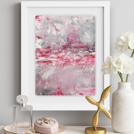 Prezent dla niej - różowy obraz abstrakcyjny