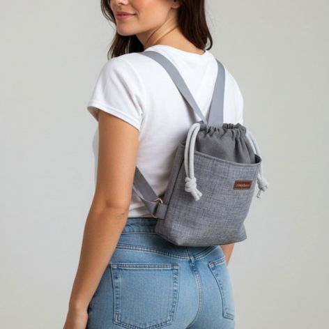 Szary mini workoplecak