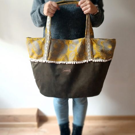 Huge Bag zielono-żółta w kwiaty