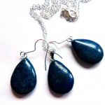 Lapis Lazuli, wisiorek i kolczyki łezki, zestaw biżuterii - 