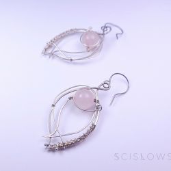 Srebrne kolczyki liście z kryształem górskim