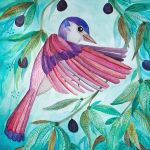 Pink bird wydruk ilustracji - 