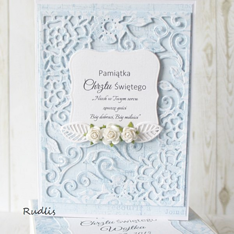 Pamiątka chrztu świętego - niebieska