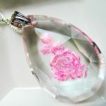 Kryształ - brylantowy szlif, grawerowana róża - 