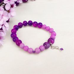 Bransoletka na gumce fuksja-róż