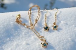 Złoty komplet z turkusowymi kamykami