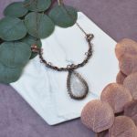 Miedziany naszyjnik wire wrapping z kamieniem księżycowym #504 - 
