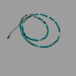 Naszyjnik z autentycznego Turkusu i srebra - Naszyjnik z turkusów z łańcuszkiem