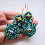 Green Cloisonne kolczyki sutasz - 
