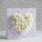 Ślubne białe róże w fiolecie - Kartka ślubna bok