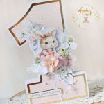 Kartka cyferka na roczek "Bunny Love 1"GOTOWA - 