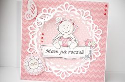 Kartka na roczek różowa - dla dziewczynki