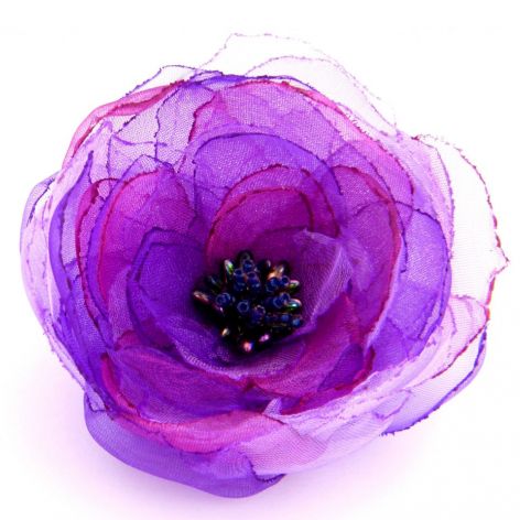 Broszka kwiat - fiolety 8 cm