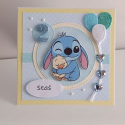 Kartka na urodziny roczek Stitch z personalizacją