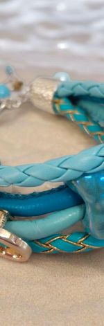 Bransoletka rzemykowa turkus.