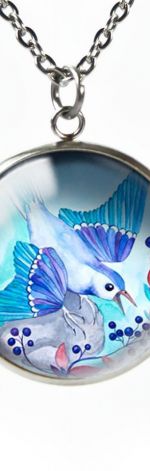 Blueberry bird naszyjnik z ilustracją