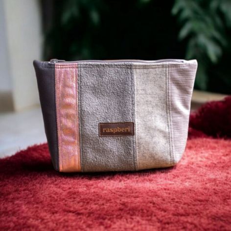 Szara patchworkowa kosmetyczka MAXI