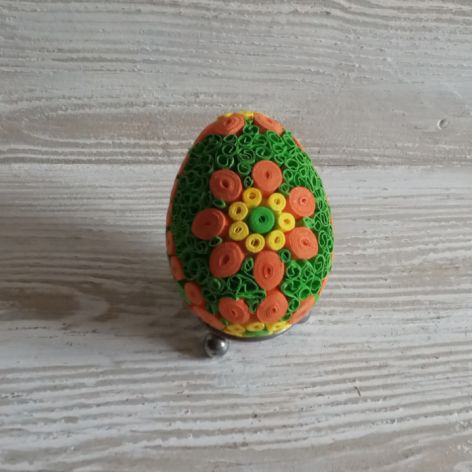 Jajko quillingowe pomarańczowo - zielone